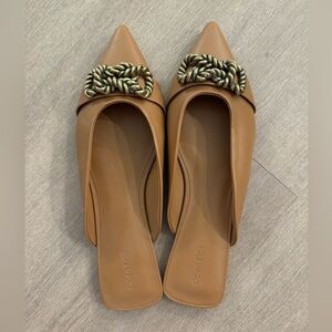 Open Edit For Nordstrom tan slides with bow